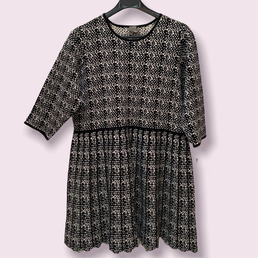 Taylor Woman 3X Sweater Dress Black Ivory Knit